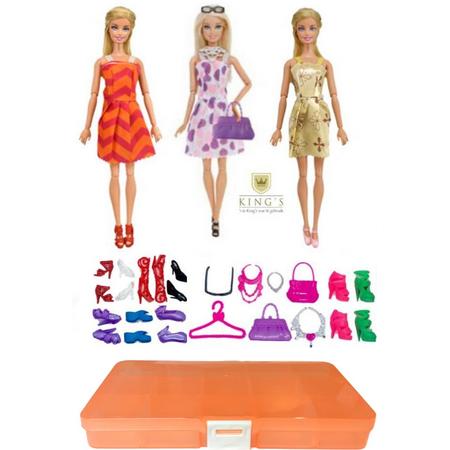 Barbie kleding - Poppenkleertjes - Barbie speelgoed - Speelgoed - Modepoppen kleren - Barbiepop kleren - Modepoppen kleren 41 Items - Inclusief opbergbox
